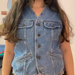 Vintage button up jean vest